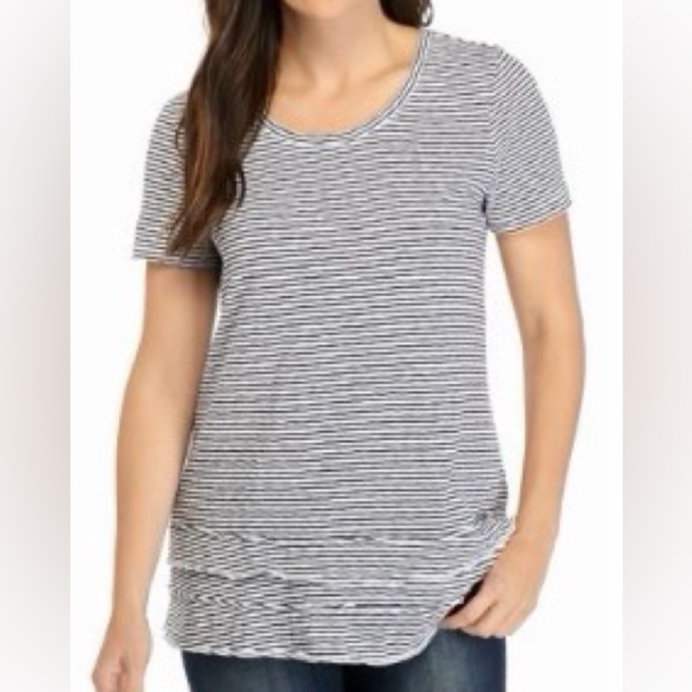 new directions White and Navy Stripe Scoop Neck Short Sleeve Tee
